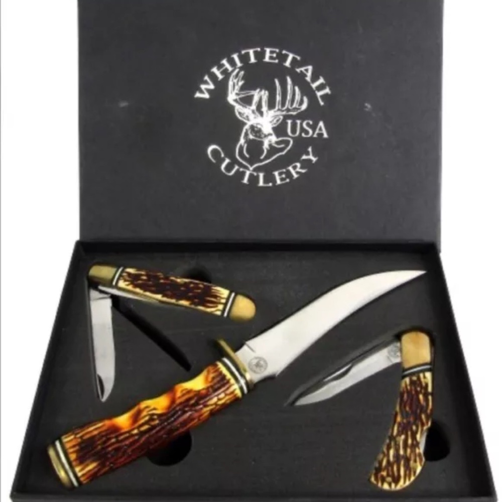 Vintage Whitetail Cutlery Knife Set In Box New
